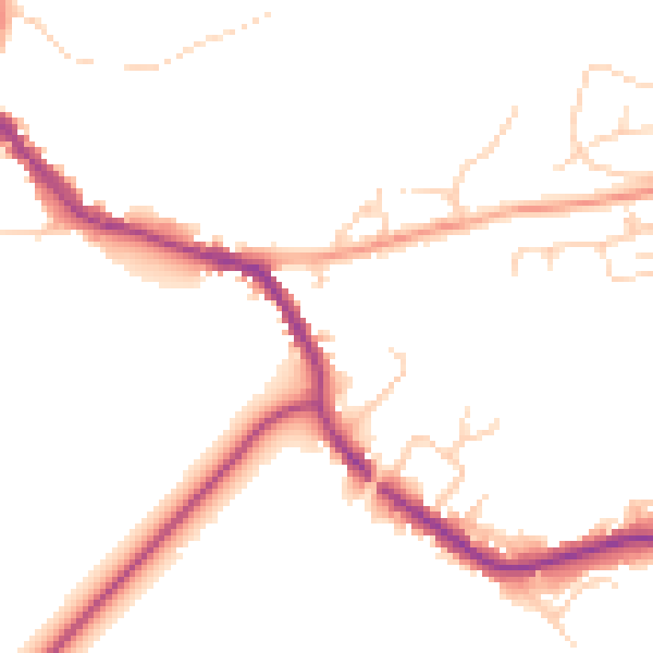 Daytime road noise heatmap for TN33 0AZ