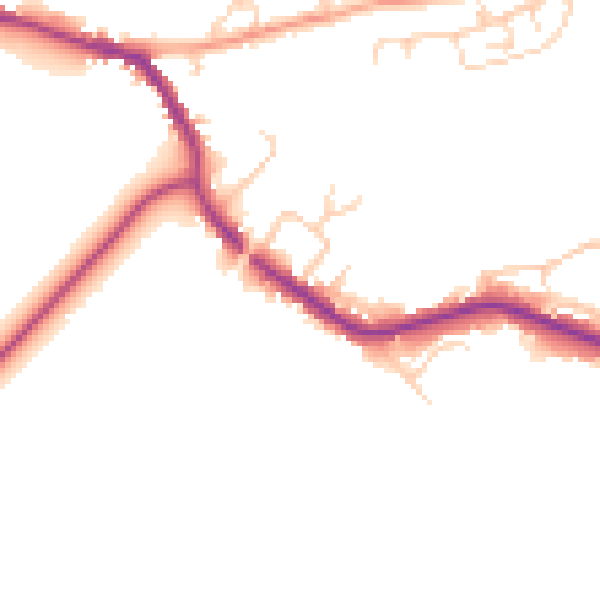 Daytime road noise heatmap for TN33 0BJ