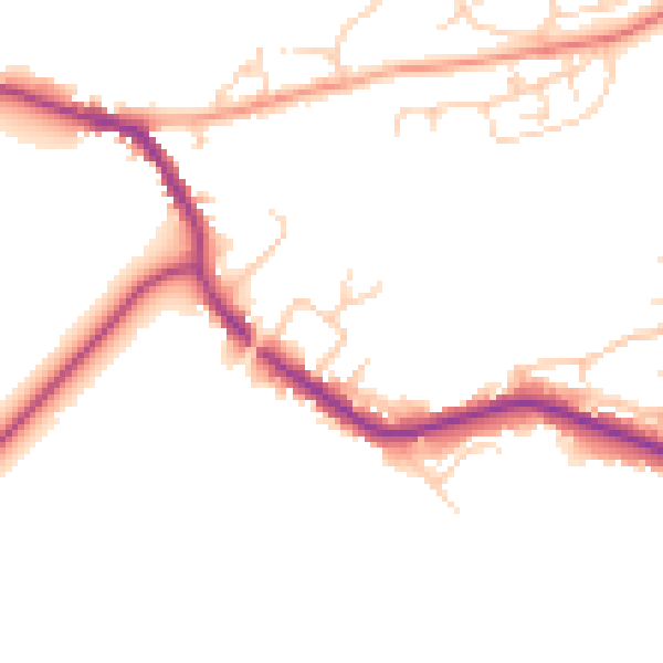 Daytime road noise heatmap for TN33 0BY