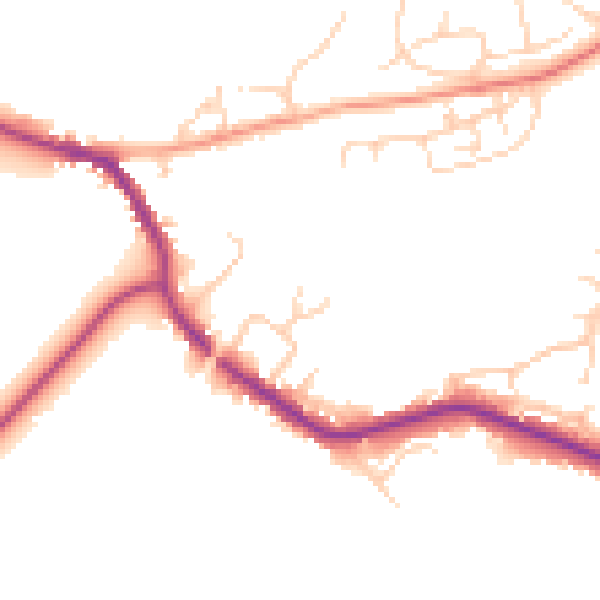 Daytime road noise heatmap for TN33 0BZ