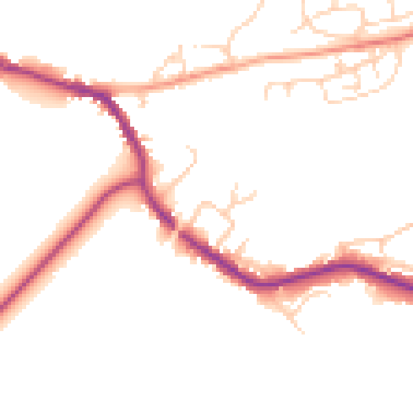 Daytime road noise heatmap for TN33 0DA