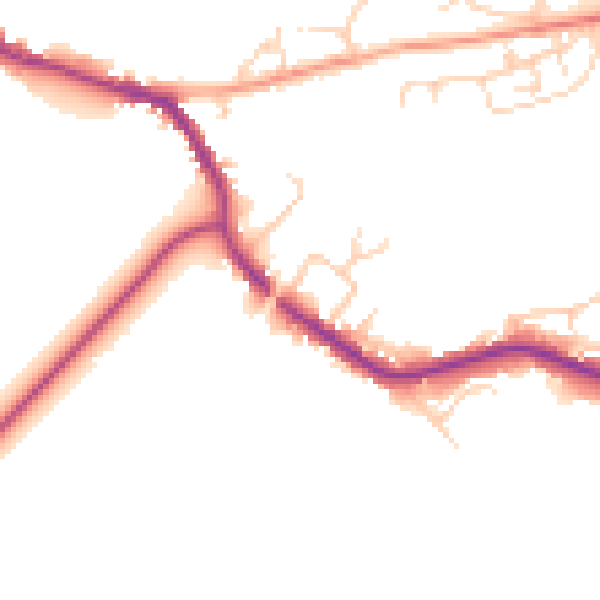 Daytime road noise heatmap for TN33 0DB
