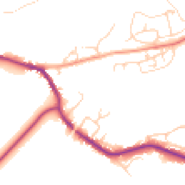 Daytime road noise heatmap for TN33 0DE