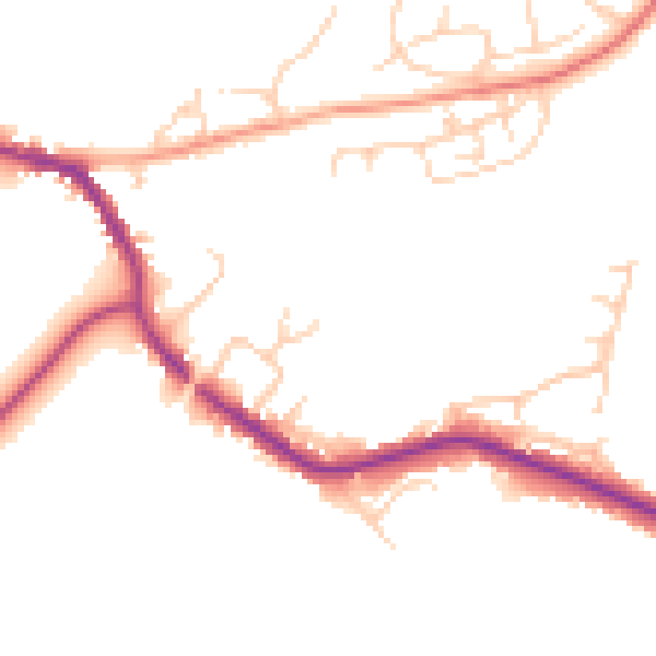 Daytime road noise heatmap for TN33 0DP