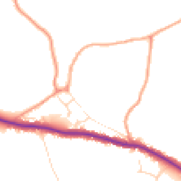 Daytime road noise heatmap for TN33 9FN