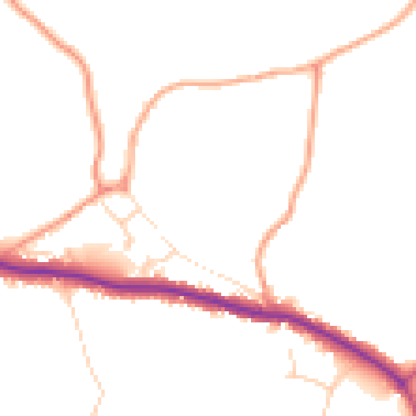 Daytime road noise heatmap for TN33 9FP