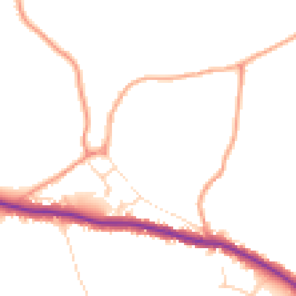 Daytime road noise heatmap for TN33 9FQ
