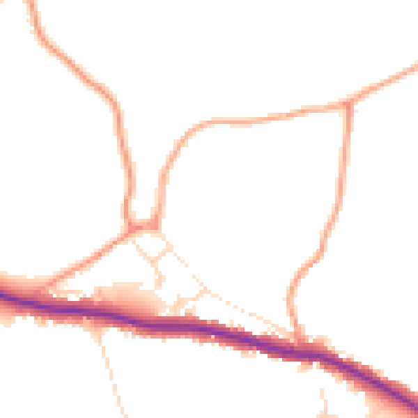 Daytime road noise heatmap for TN33 9FR