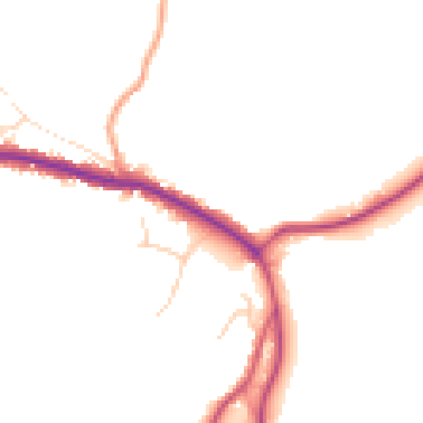 Daytime road noise heatmap for TN33 9JE
