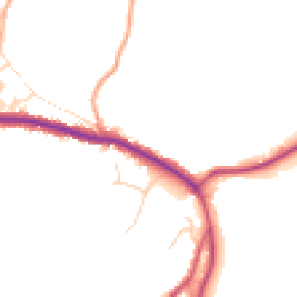 Daytime road noise heatmap for TN33 9JF