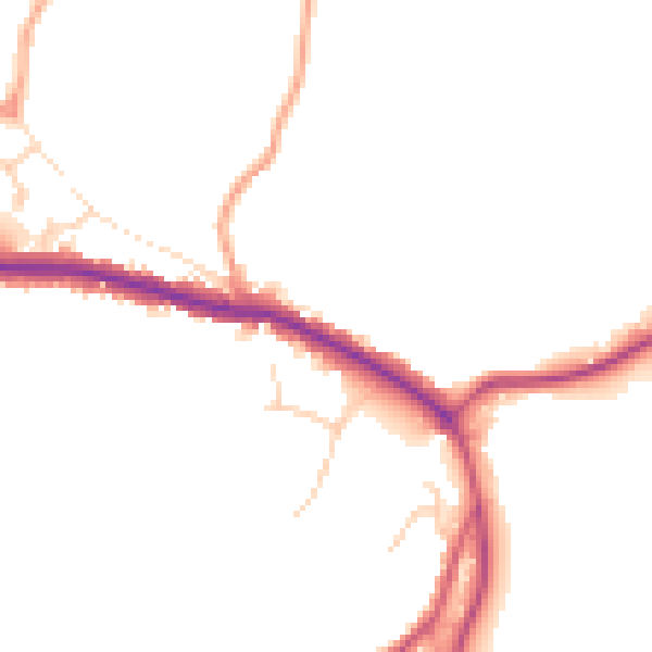 Daytime road noise heatmap for TN33 9JG