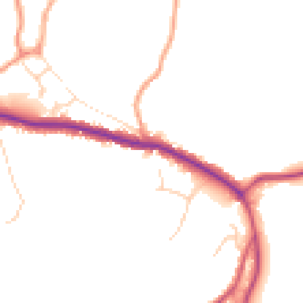 Daytime road noise heatmap for TN33 9JJ