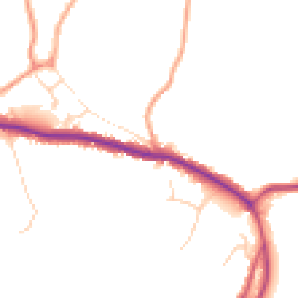 Daytime road noise heatmap for TN33 9JL