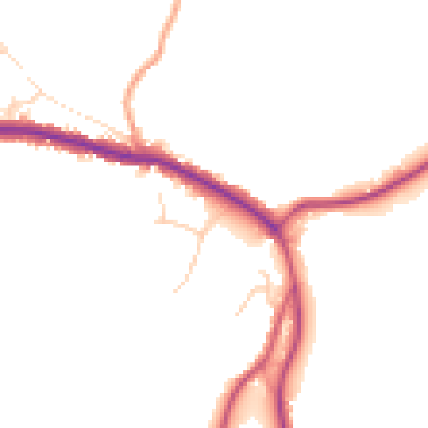 Daytime road noise heatmap for TN33 9JN