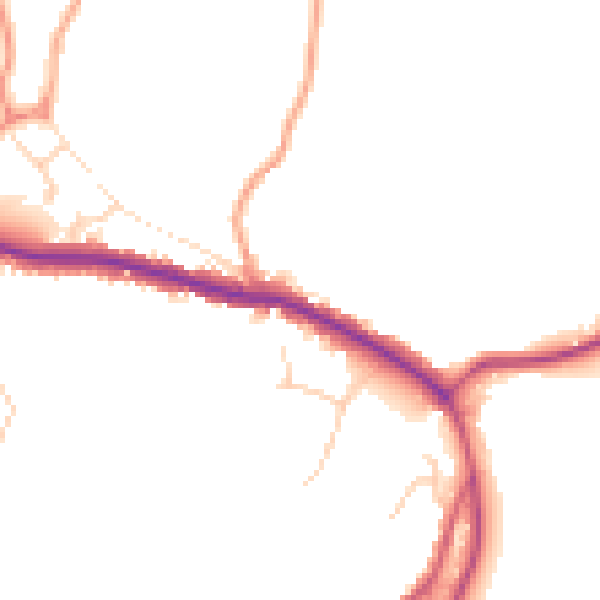 Daytime road noise heatmap for TN33 9JQ