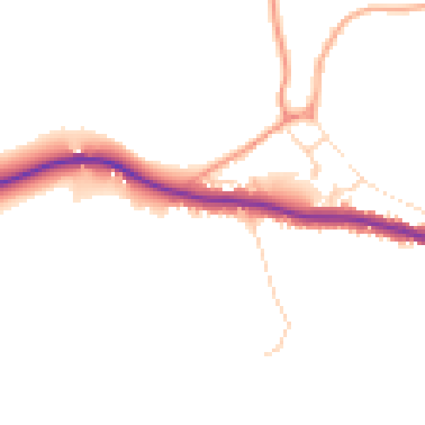 Daytime road noise heatmap for TN33 9JU