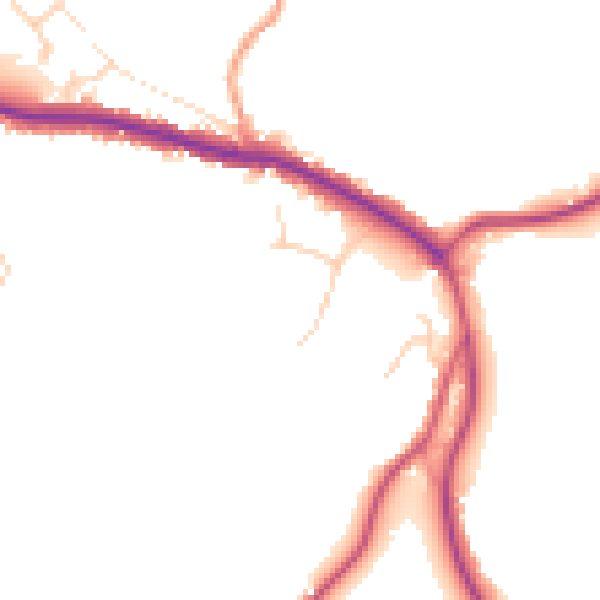 Daytime road noise heatmap for TN33 9JW