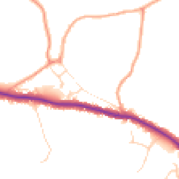 Daytime road noise heatmap for TN33 9JX