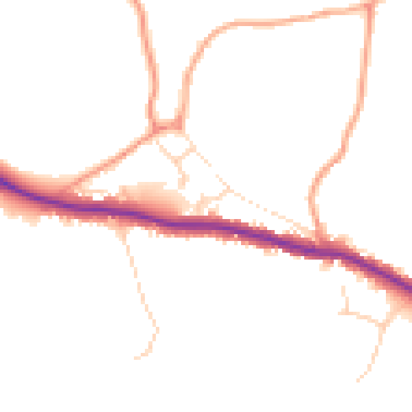 Daytime road noise heatmap for TN33 9JZ