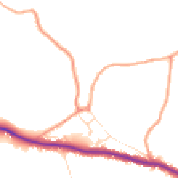 Daytime road noise heatmap for TN33 9LD