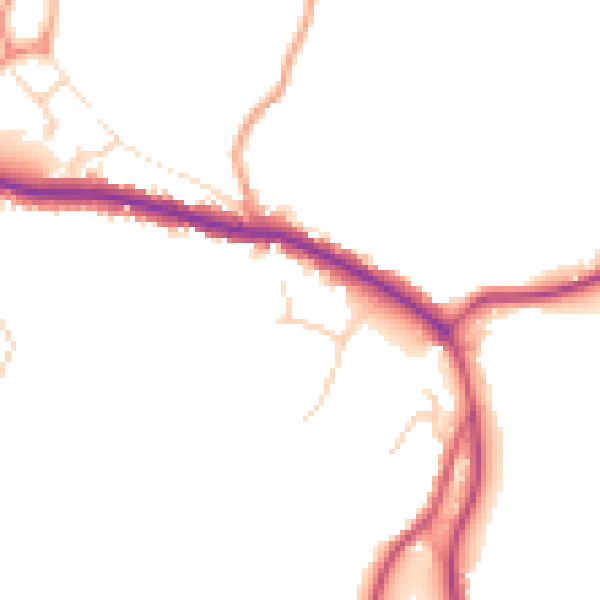 Daytime road noise heatmap for TN33 9LF