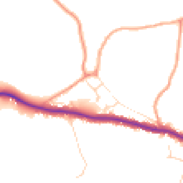 Daytime road noise heatmap for TN33 9LQ