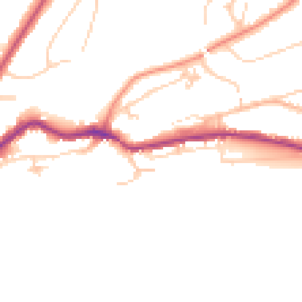 Daytime road noise heatmap for TN38 0AJ