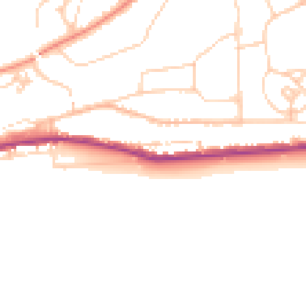 Daytime road noise heatmap for TN38 0BT