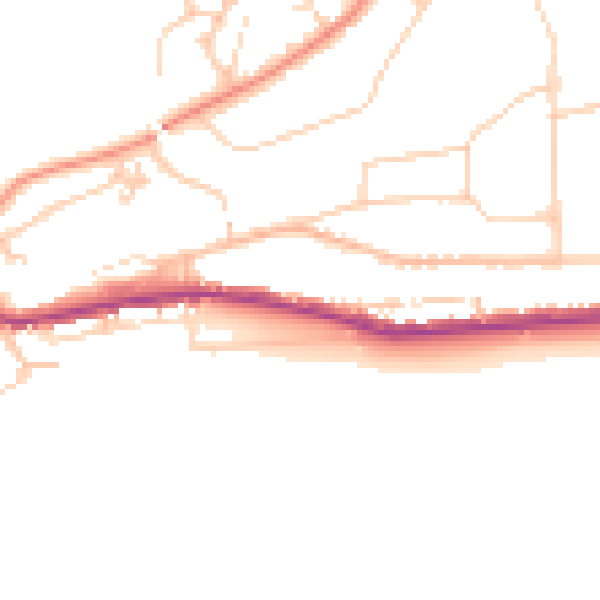 Daytime road noise heatmap for TN38 0BX