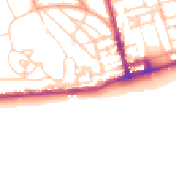 Daytime road noise heatmap for TN38 0DX
