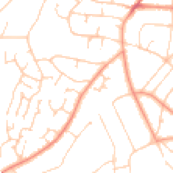 Daytime road noise heatmap for TN38 0PQ