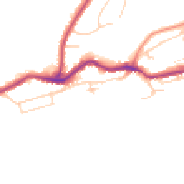 Daytime road noise heatmap for TN38 8AB