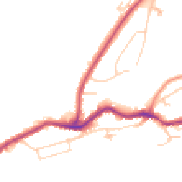 Daytime road noise heatmap for TN38 8BT