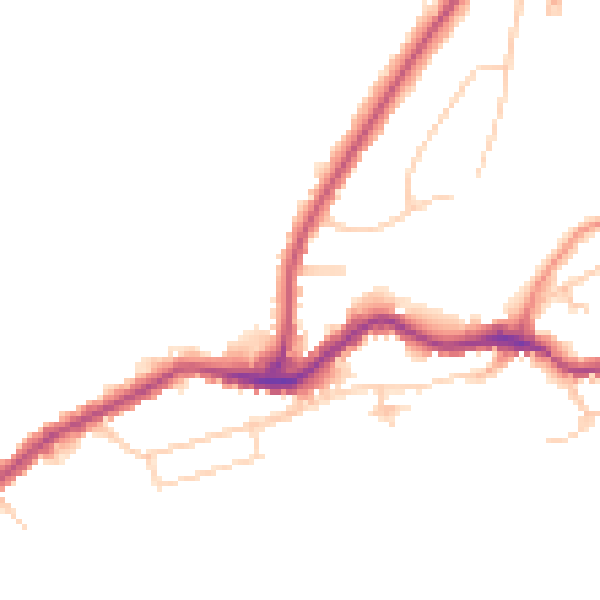 Daytime road noise heatmap for TN38 8DH