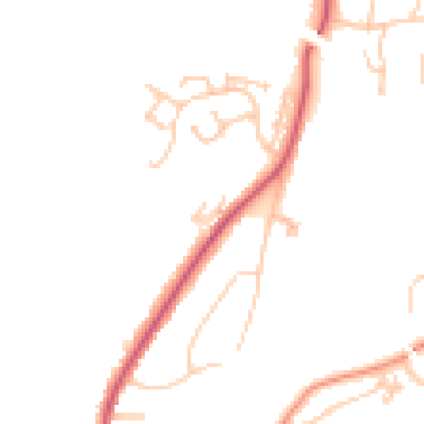 Daytime road noise heatmap for TN38 8DJ