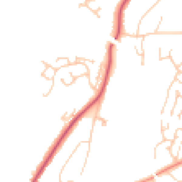 Daytime road noise heatmap for TN38 8DL