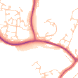 Daytime road noise heatmap for TN38 9TQ