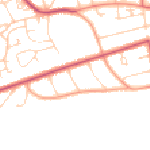Daytime road noise heatmap for TN39 3BF