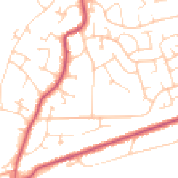 Daytime road noise heatmap for TN39 3BH