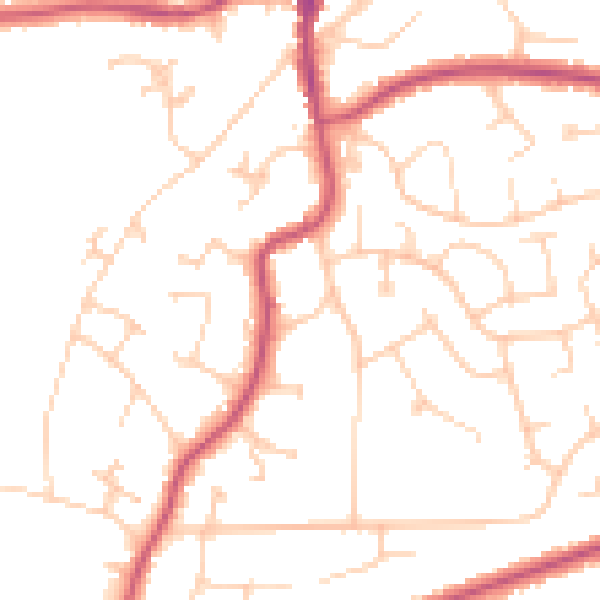 Daytime road noise heatmap for TN39 3BL