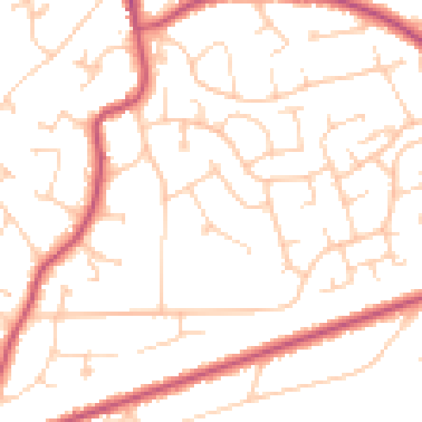 Daytime road noise heatmap for TN39 3BN