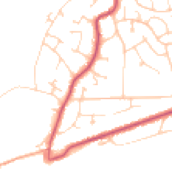Daytime road noise heatmap for TN39 3BT