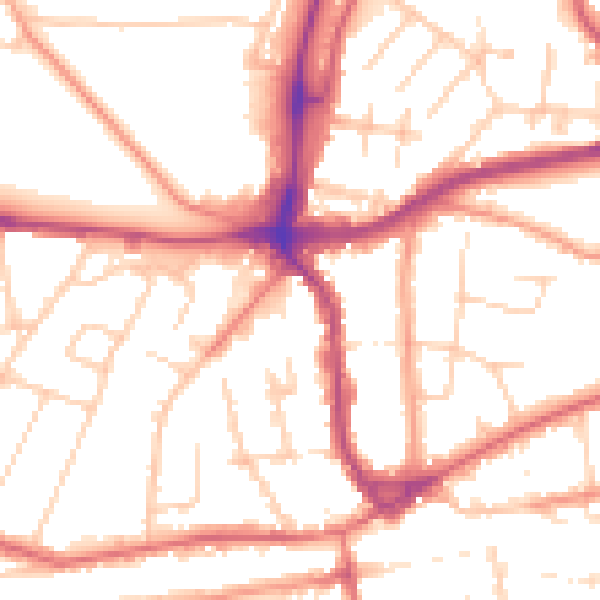 Daytime road noise heatmap for TN39 3FE