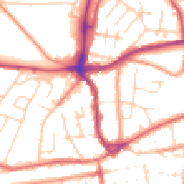 Daytime road noise heatmap for TN39 3LB