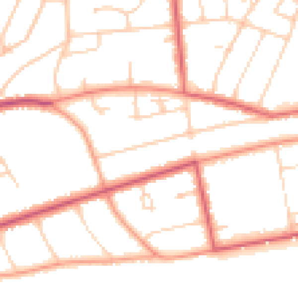 Daytime road noise heatmap for TN39 3LY