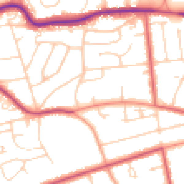 Daytime road noise heatmap for TN39 3NG