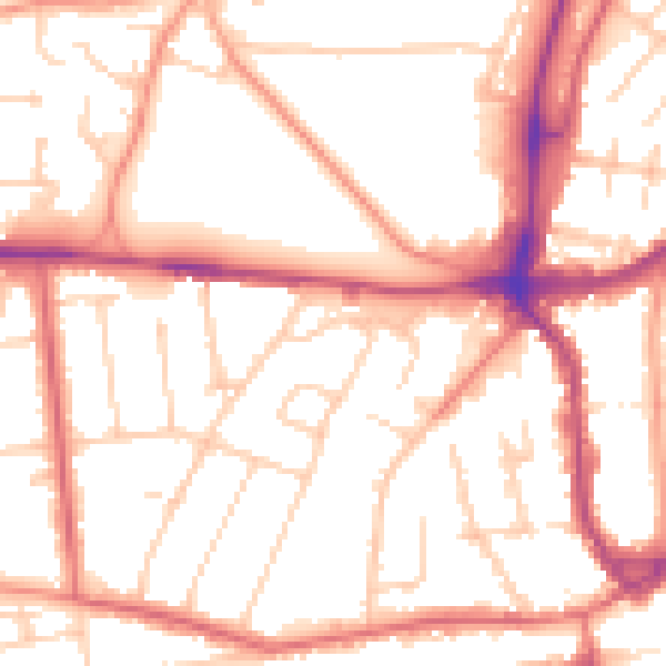Daytime road noise heatmap for TN39 3PN