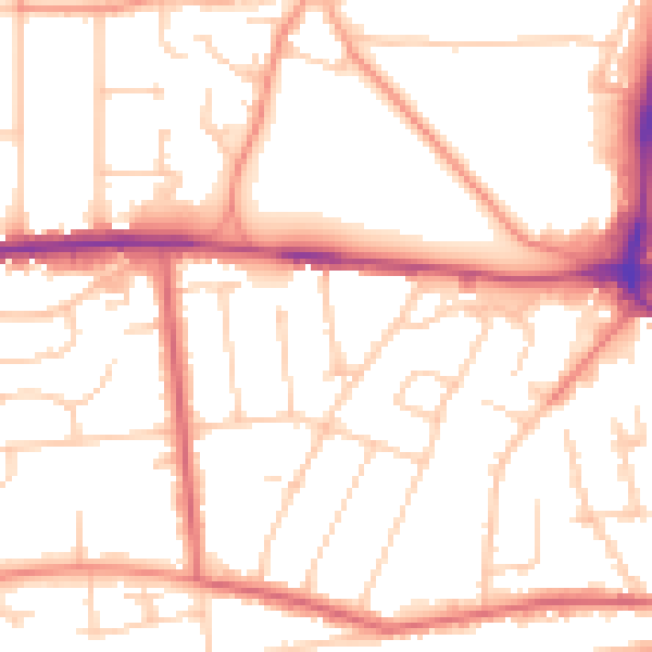 Daytime road noise heatmap for TN39 3QN