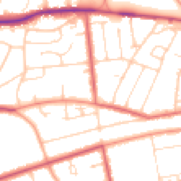 Daytime road noise heatmap for TN39 3QS