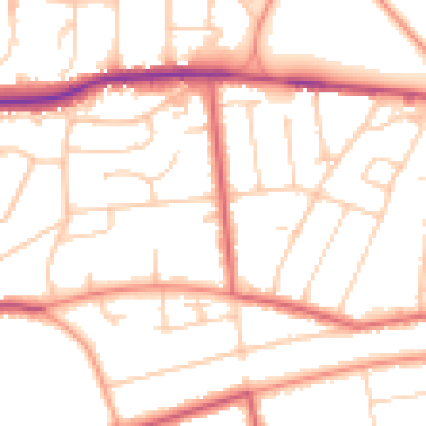Daytime road noise heatmap for TN39 3QX